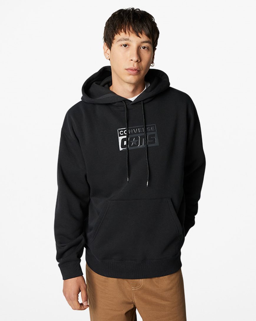 Pánské Mikiny S Kapucí Converse CONS Fleece Pullover Černé | CZ ENTU83